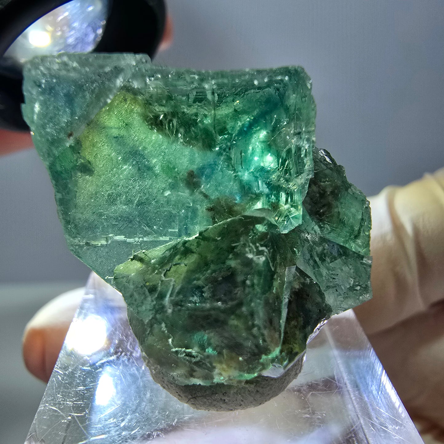 Phantom Fluorit Würfel Stufe, grün parkettiert Okorusu, Namibia 27*24*20mm