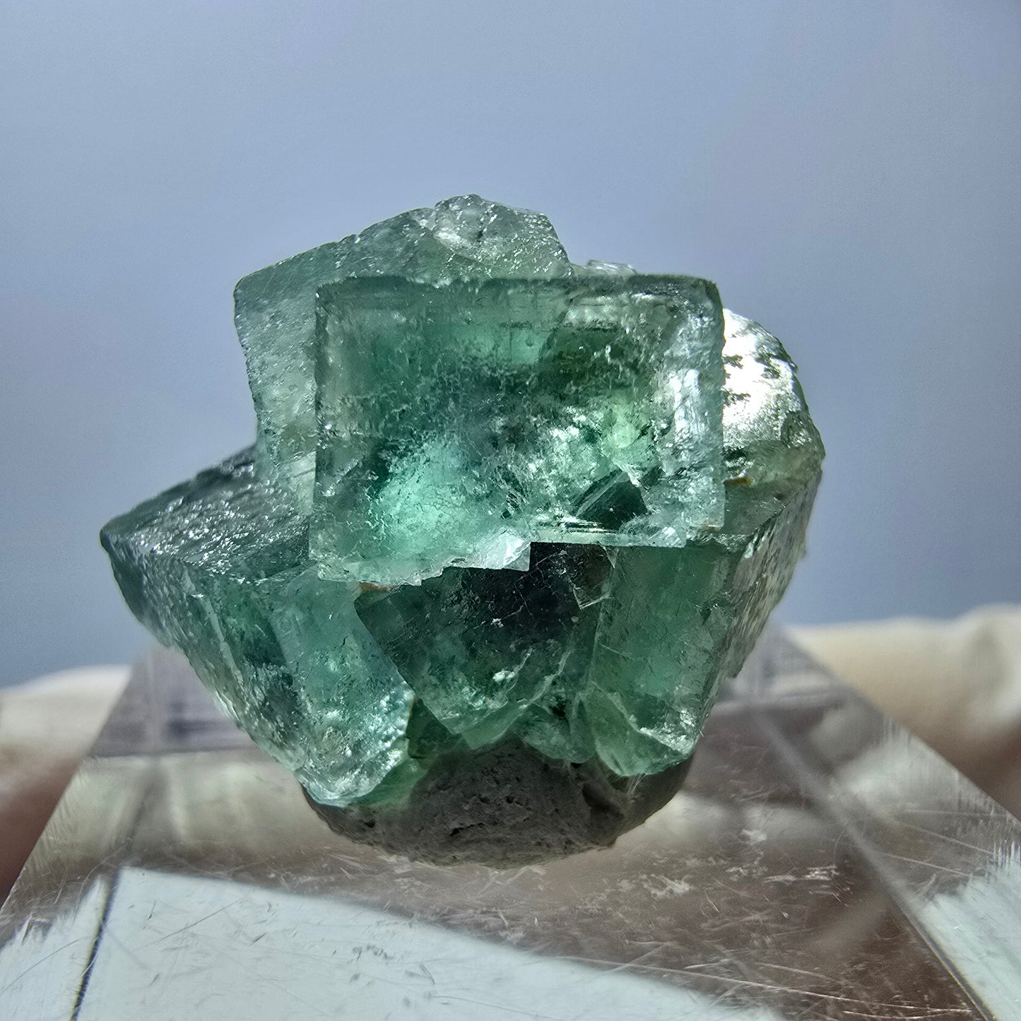 Phantom Fluorit Würfel Stufe, grün parkettiert Okorusu, Namibia 23*20*16mm