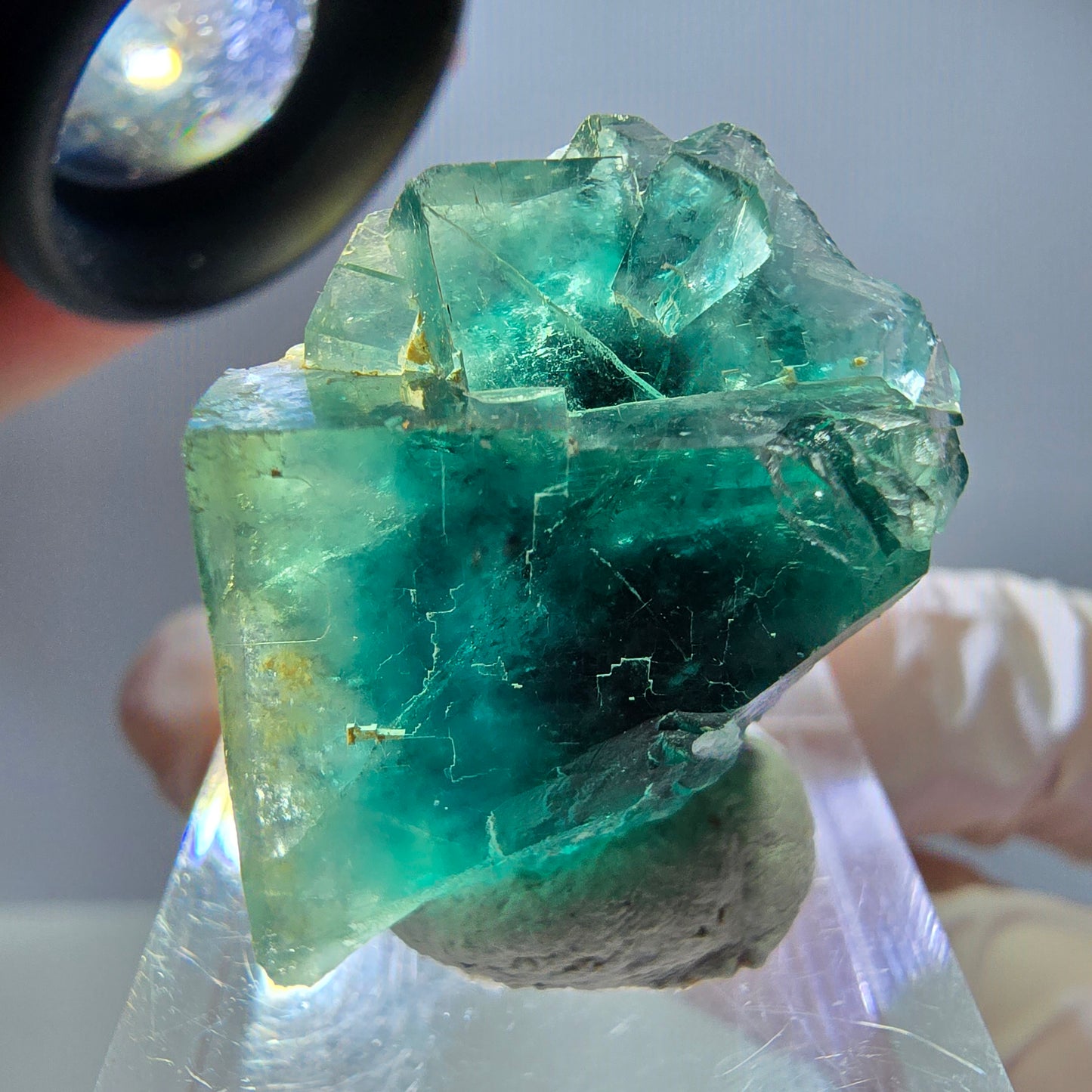 Phantom Fluorit Würfel Stufe, grün parkettiert Okorusu, Namibia 27*23*16mm