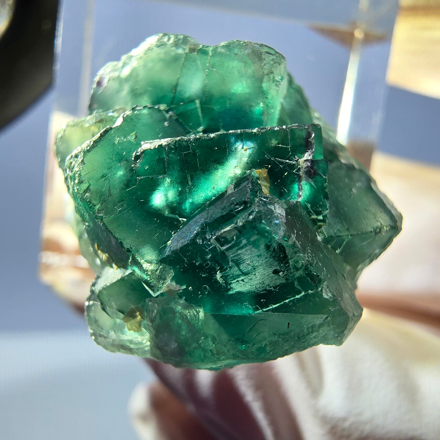 Seltene Phantom Fluorit Würfel Stufe, grün Okorusu, Namibia 22*21*13mm