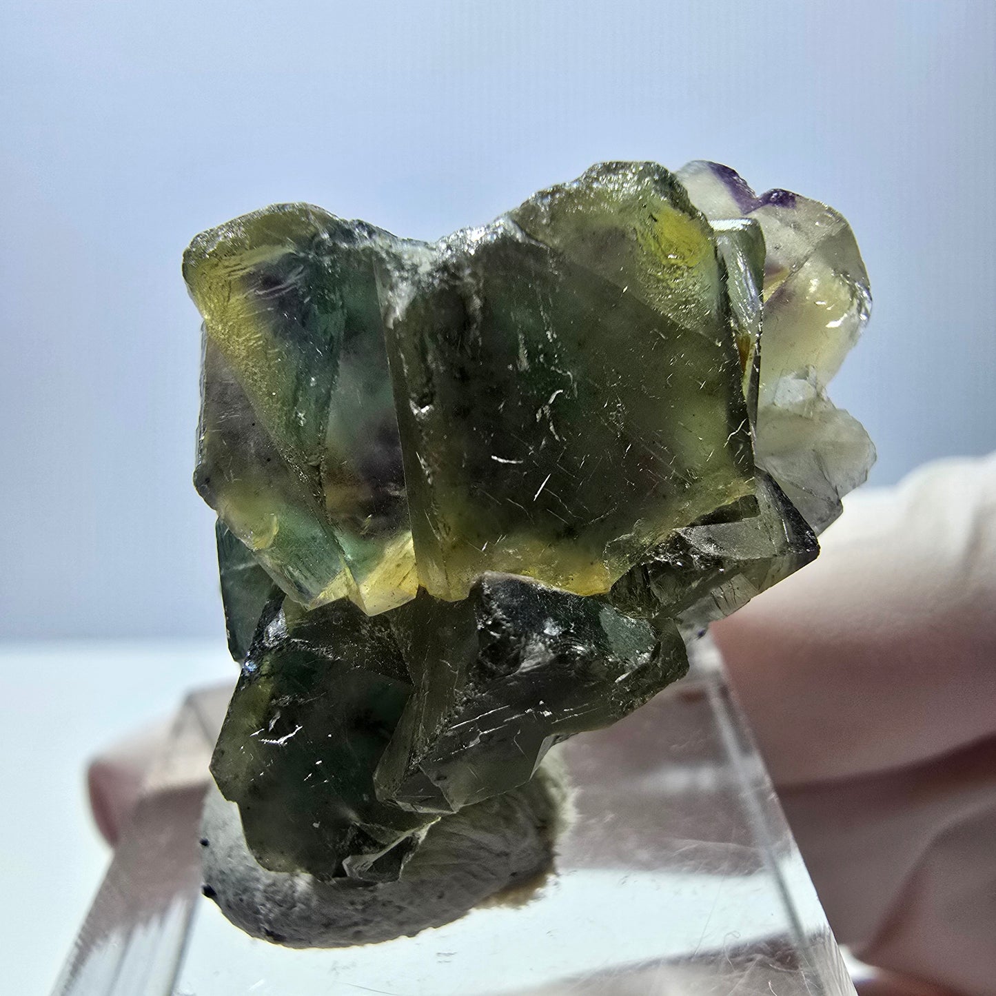 Phantom Fluorit Würfel Stufe, grün gelb lila Okorusu, Namibia 31*21*14mm