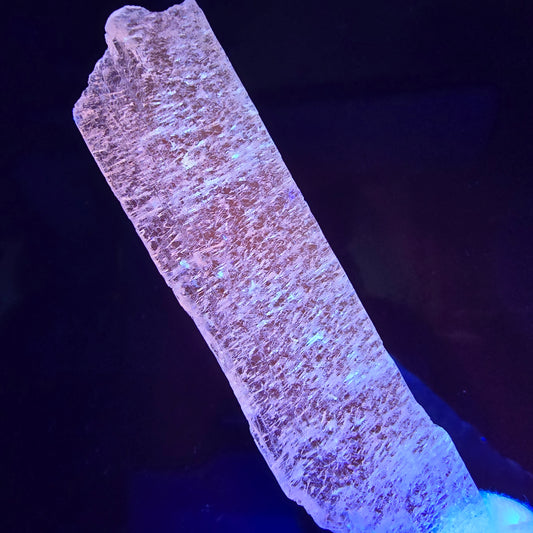 Seltener Kunzit X Spodumen Kristall rosa weiß UV Mineral 92*20*3mm aus Brasilien