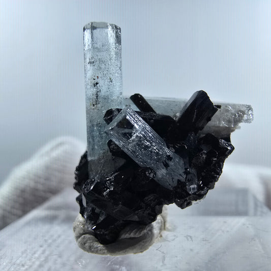 Setlene Aquamarin, Schörl Turmalin Stufe Erongo, Namibia 19*17*12mm