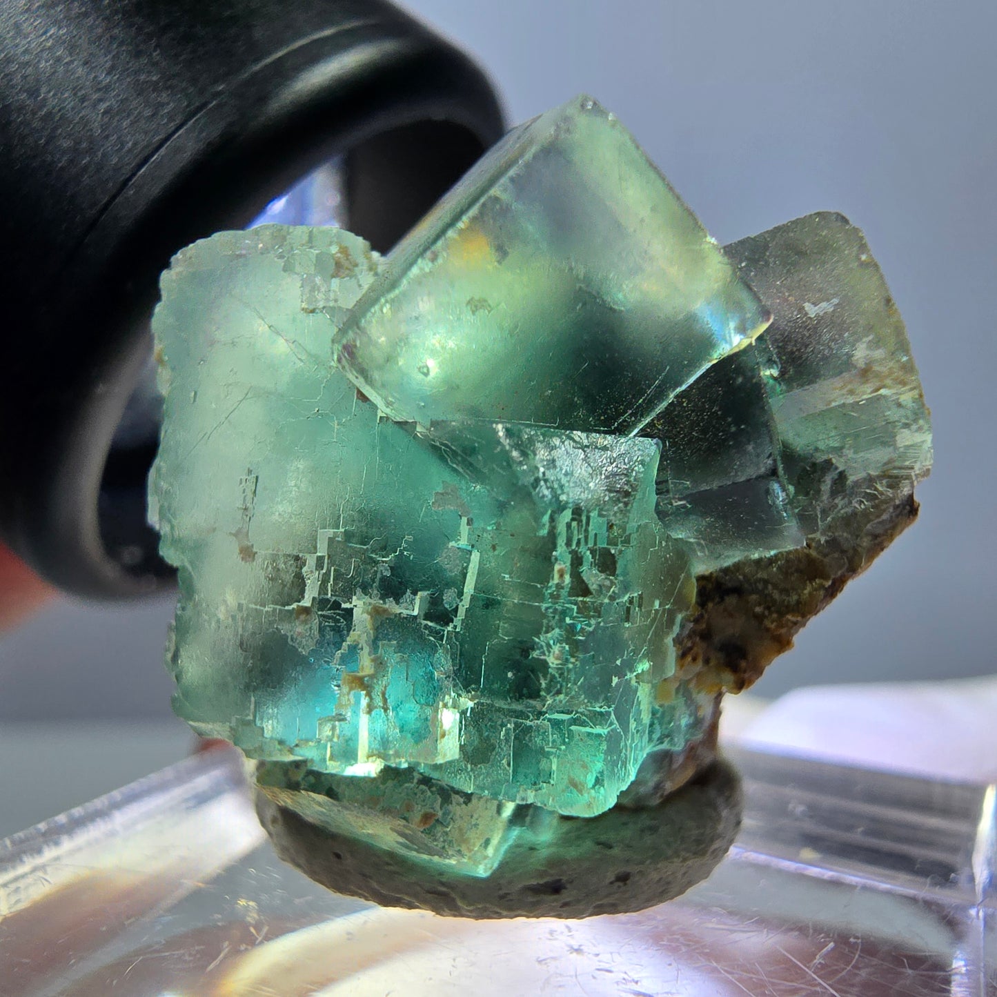 Spécimen de cube de fluorite fantôme, parquet vert Okorusu, Namibie 25 x 20 x 15 mm