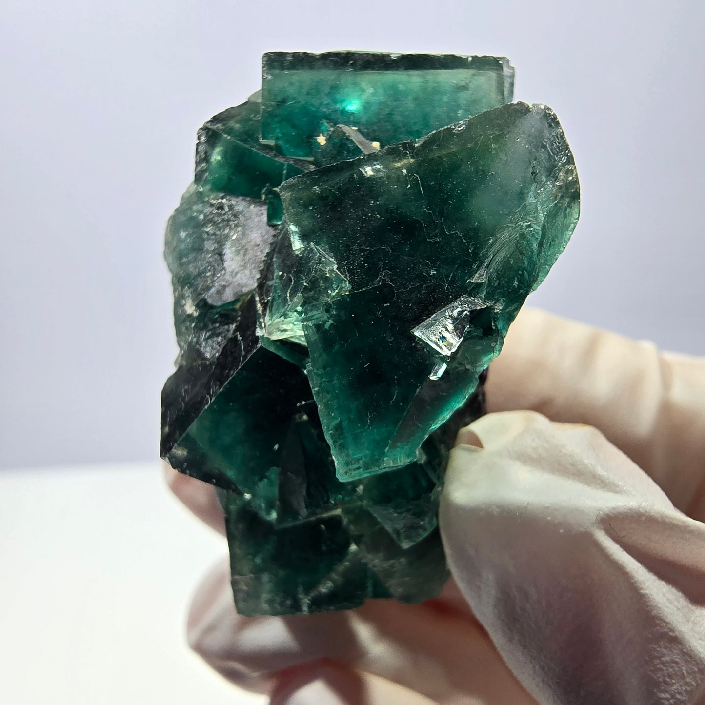 Rare spécimen de cube de fluorite fantôme, vert-violet, Okorusu, Namibie, 47 x 29 x 23 mm