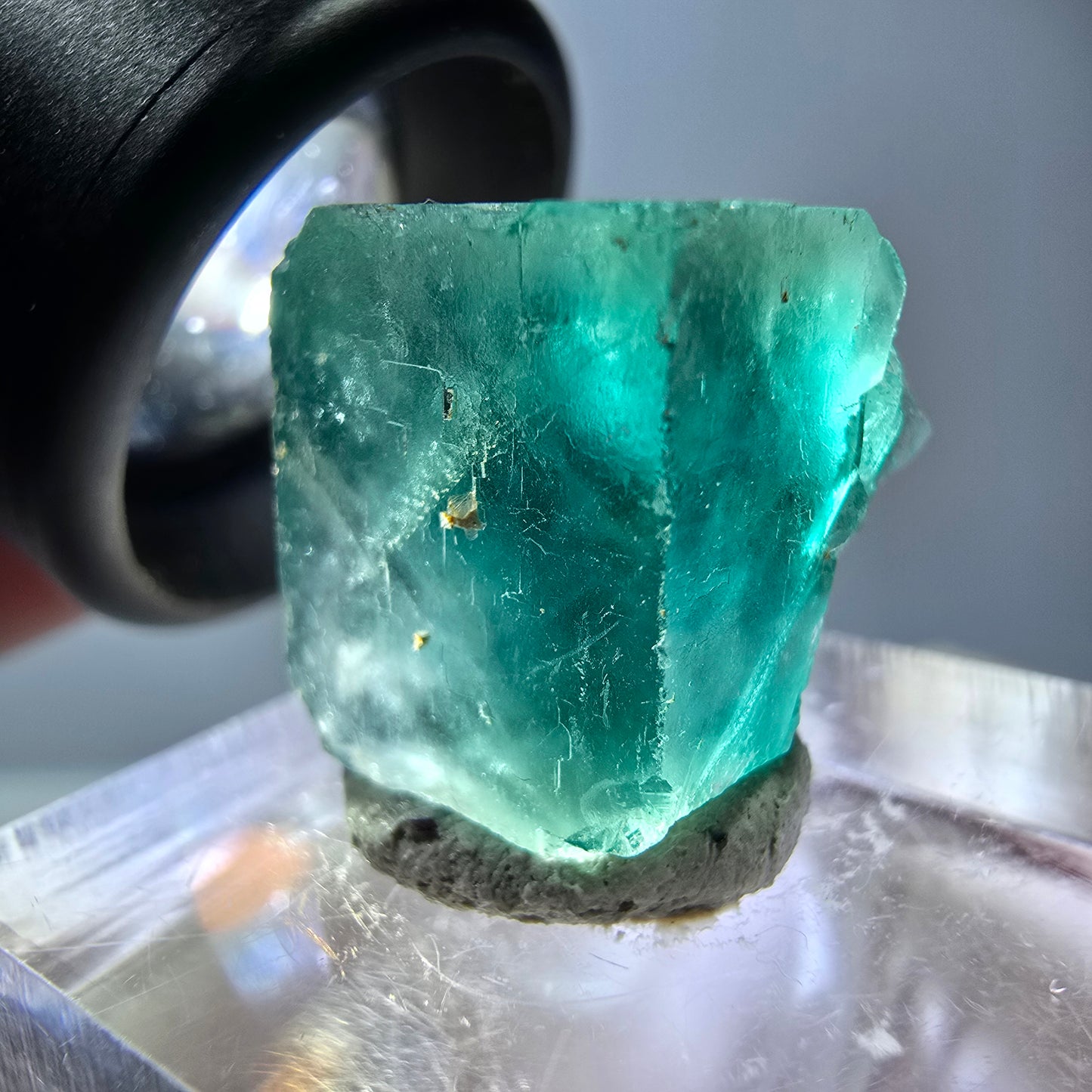 Klarer Phantom Fluorit Würfel parkettiert, grün Okorusu, Namibia 15*14*13mm