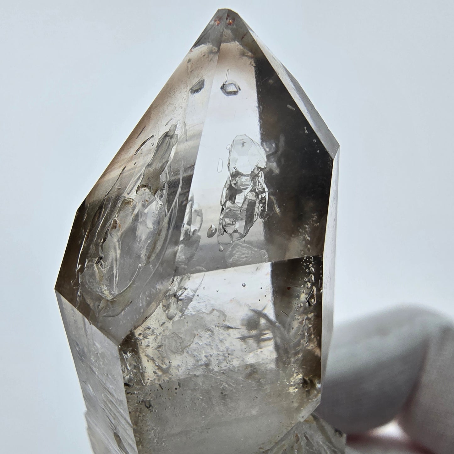 Enhydro Phantom Smoky Quartz Sceptre Tip 2x Bubble Goboboseb, Namibie 50*22*18mm