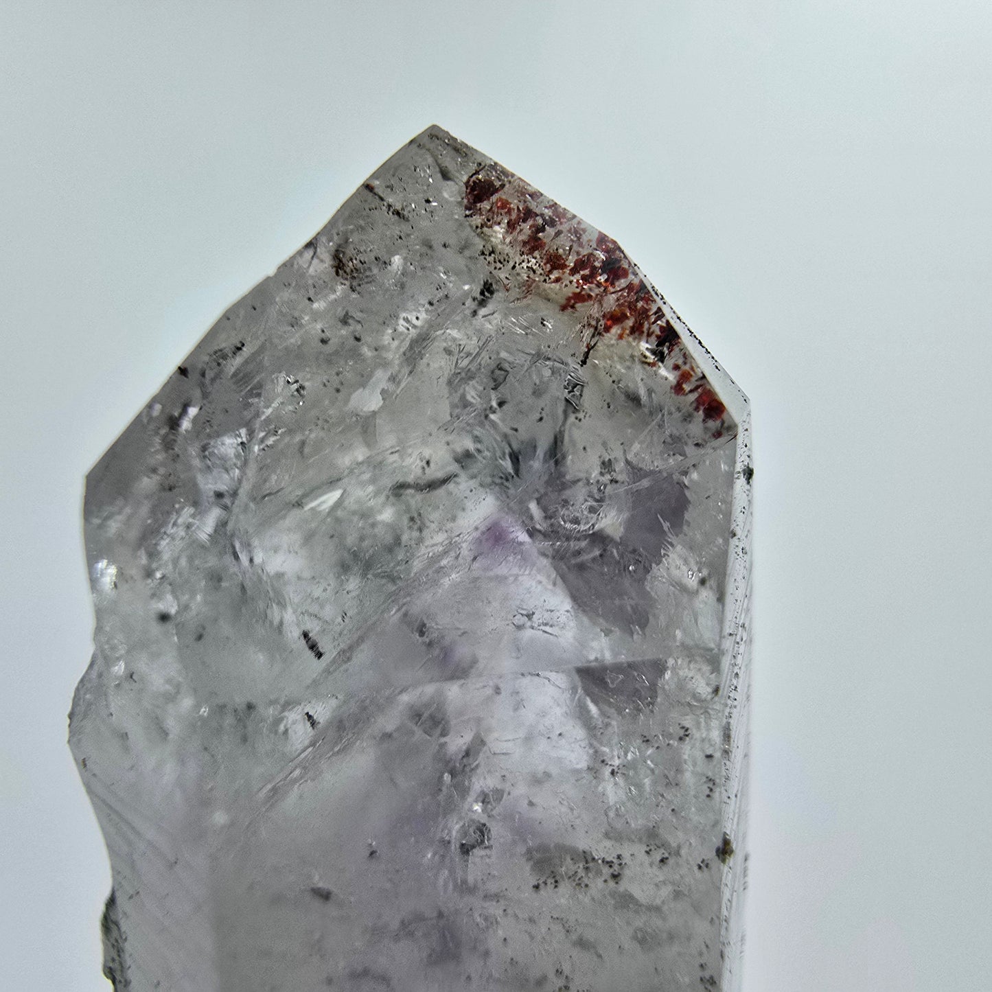 Harlekin Phantom Amethyst, Prehnit, Analcim Streep Mine Gobo. Namibia 49*18*18mm