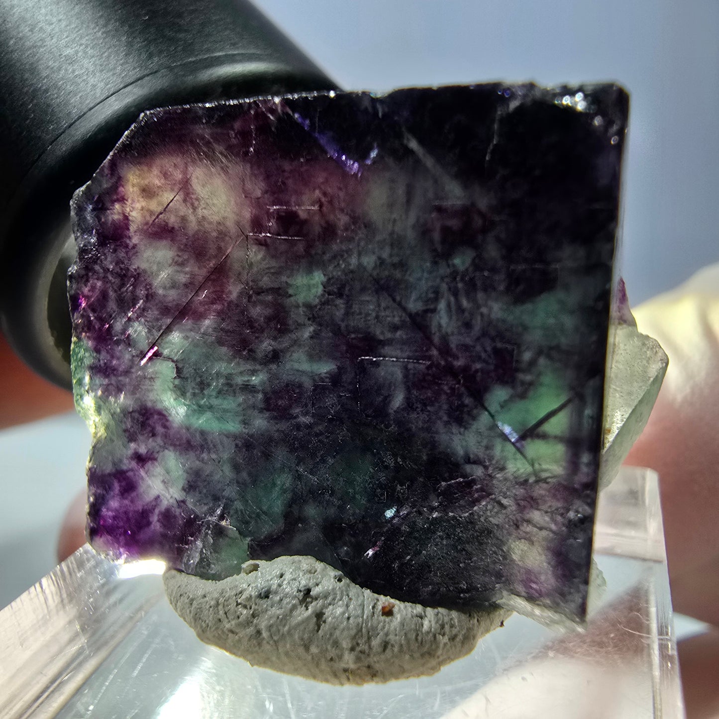 Phantom Fluorit Würfel parkettiert, grün lila Okorusu, Namibia 24*21*20mm