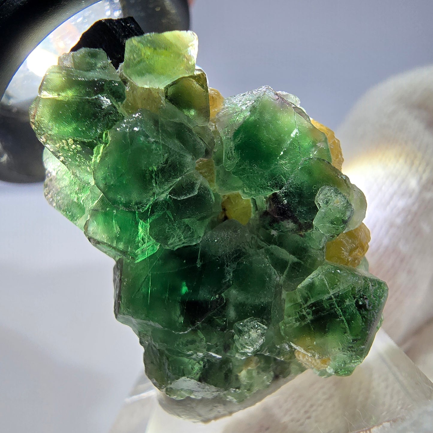 Phantom Fluorit Würfel, hexagonal Schörl Turmalin Muskovit Erongo Namibia 33*30*25mm