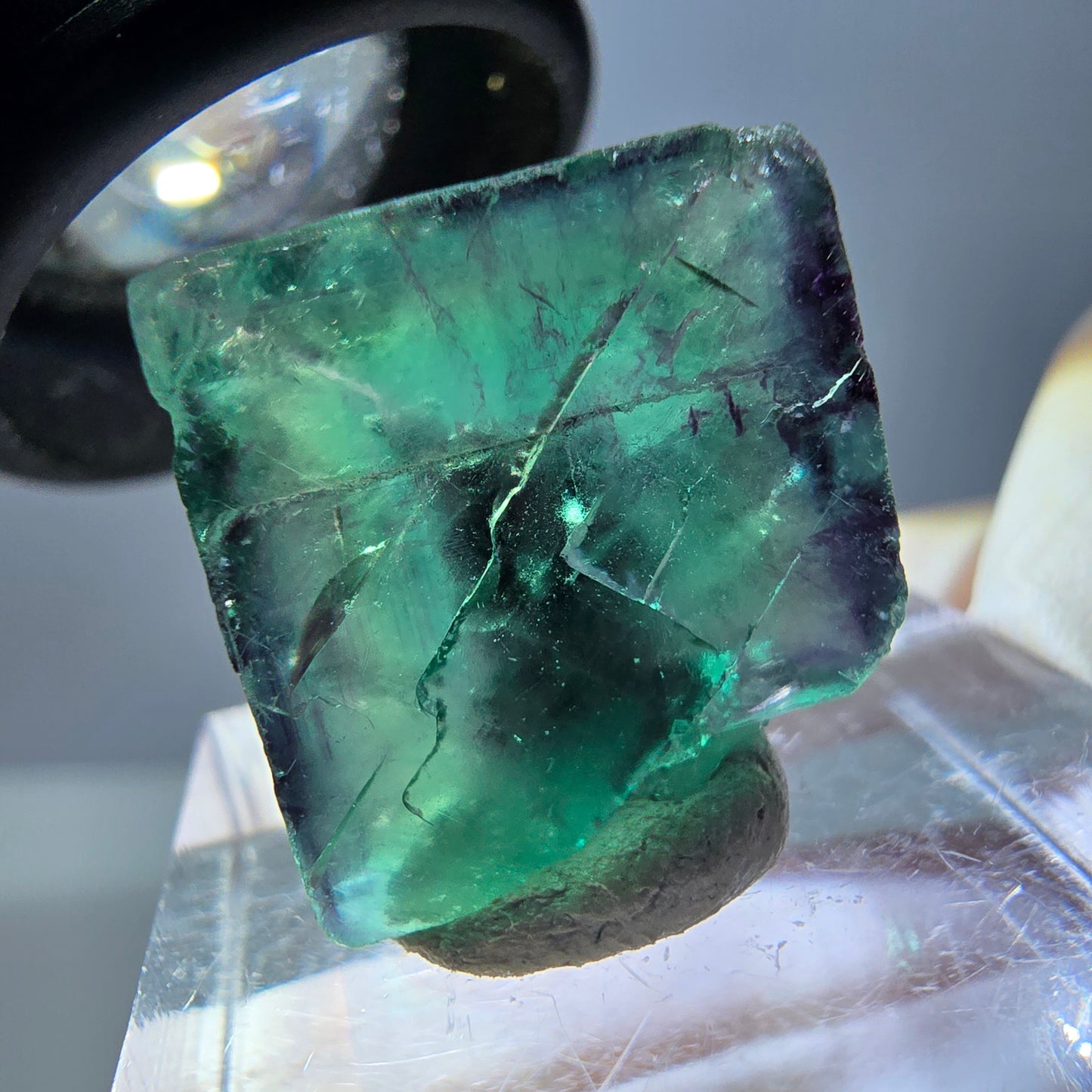 Phantom Fluorit Würfel Stufe, parkettiert grün lila Okorusu, Namibia 17*17*11mm