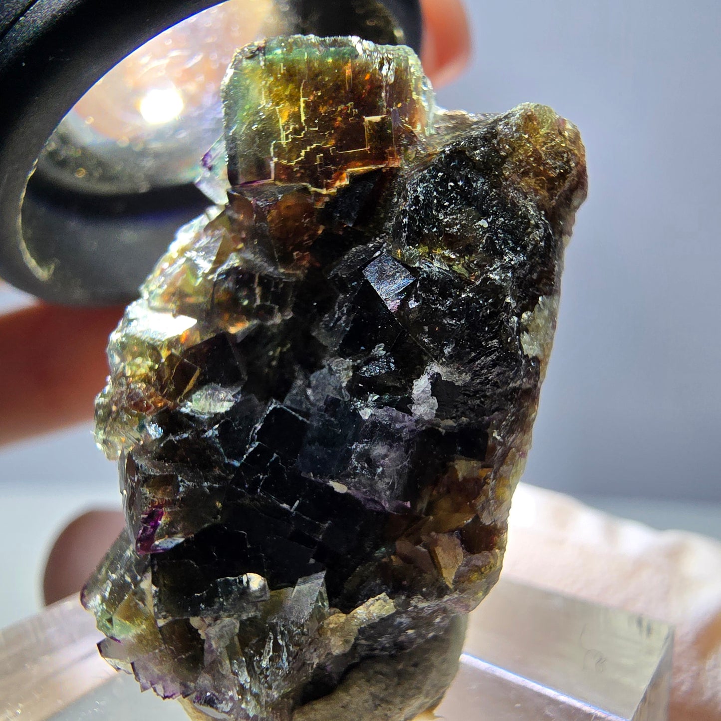 Phantom Fluorit Würfel Stufe, grün lila Okorusu, Namibia 28*24*13mm