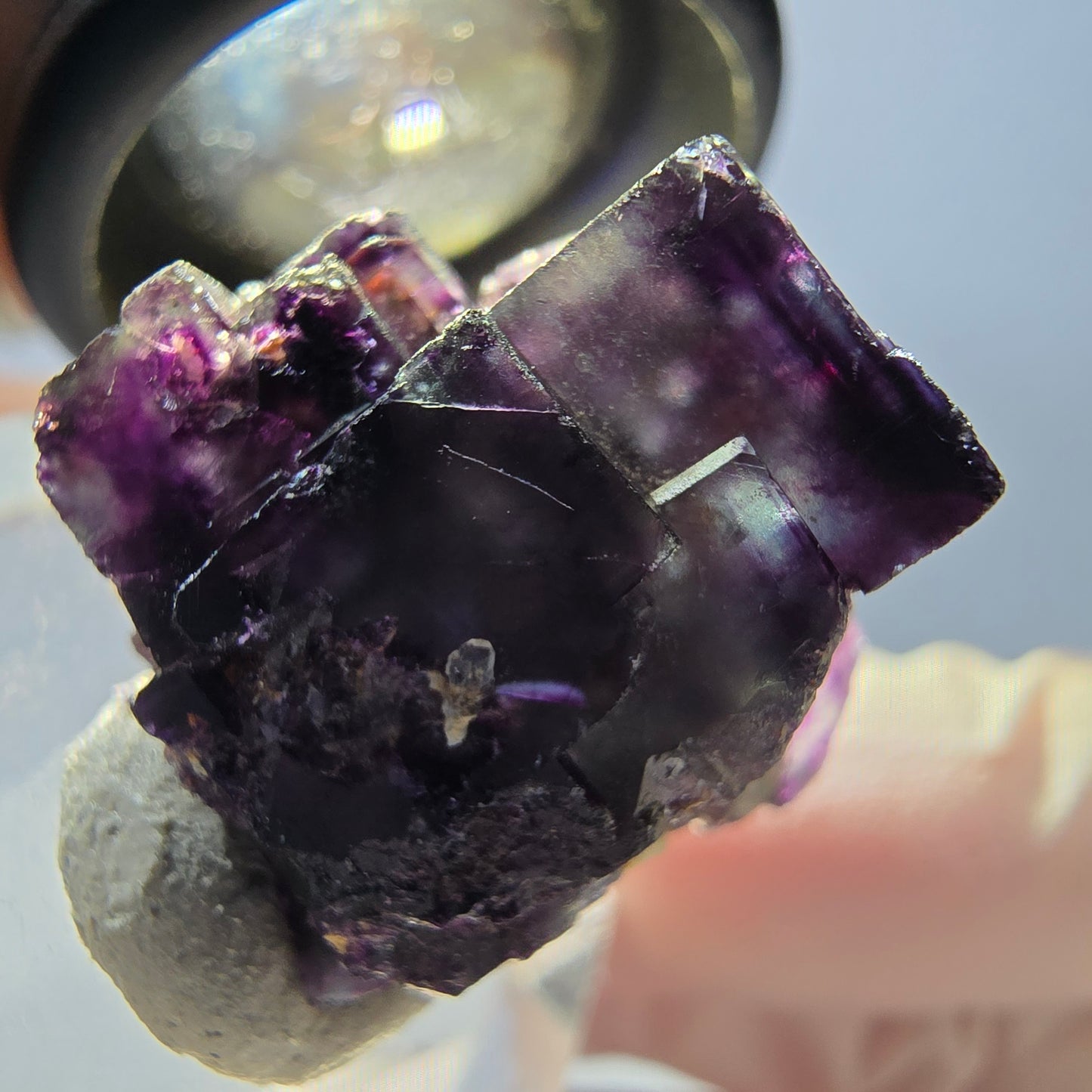 Spécimen de cube de fluorite fantôme, parqueté vert violet Okorusu, Namibie 22 x 20 x 14 mm
