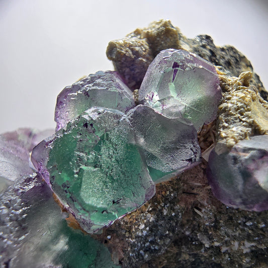 Phantom Fluorit zonal, Muskovit, Schörl Turmalin Stufe Erongo Namibia 62*48*33mm