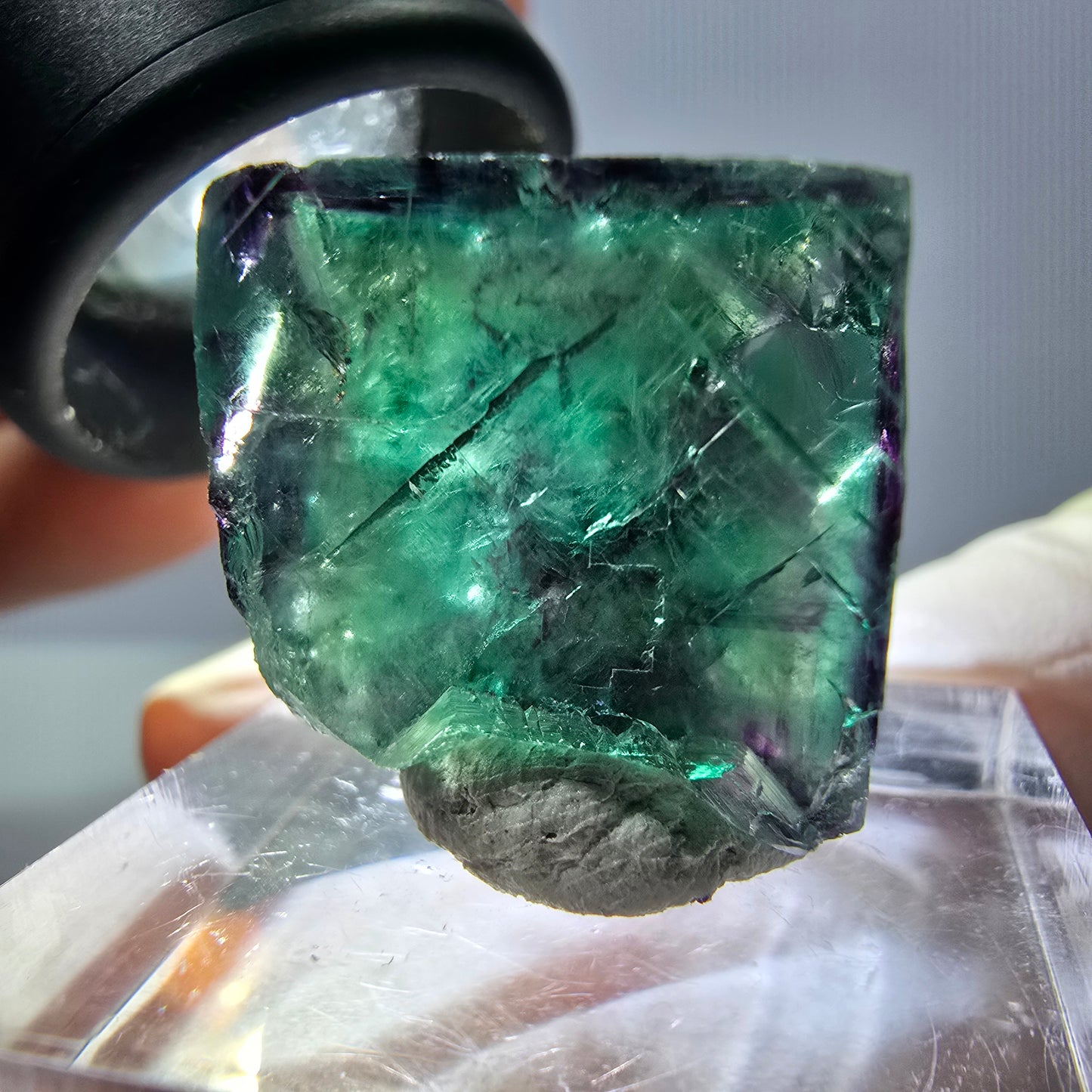 Phantom Fluorit Würfel Stufe, parkettiert grün lila Okorusu, Namibia 18*17*14mm