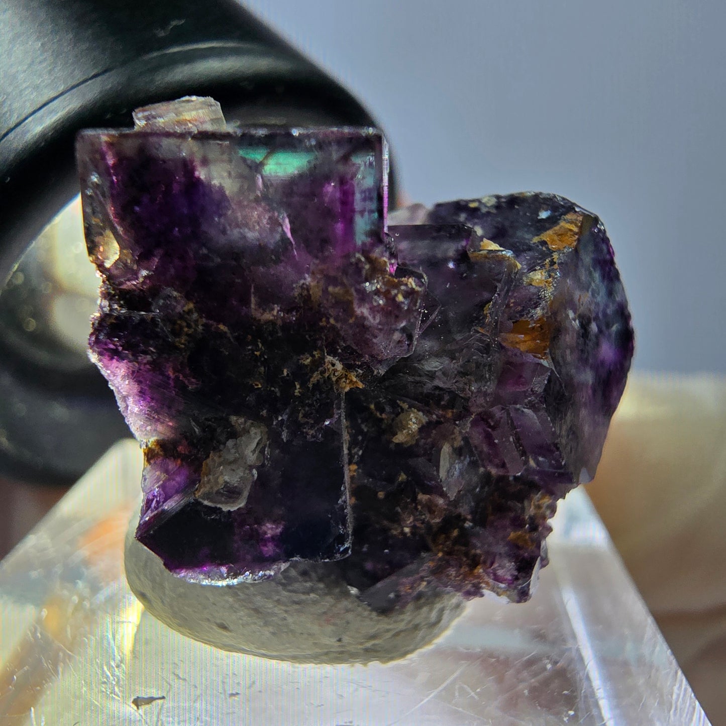 Phantom Fluorit Würfel Stufe, grün lila Okorusu, Namibia 24*21*17mm
