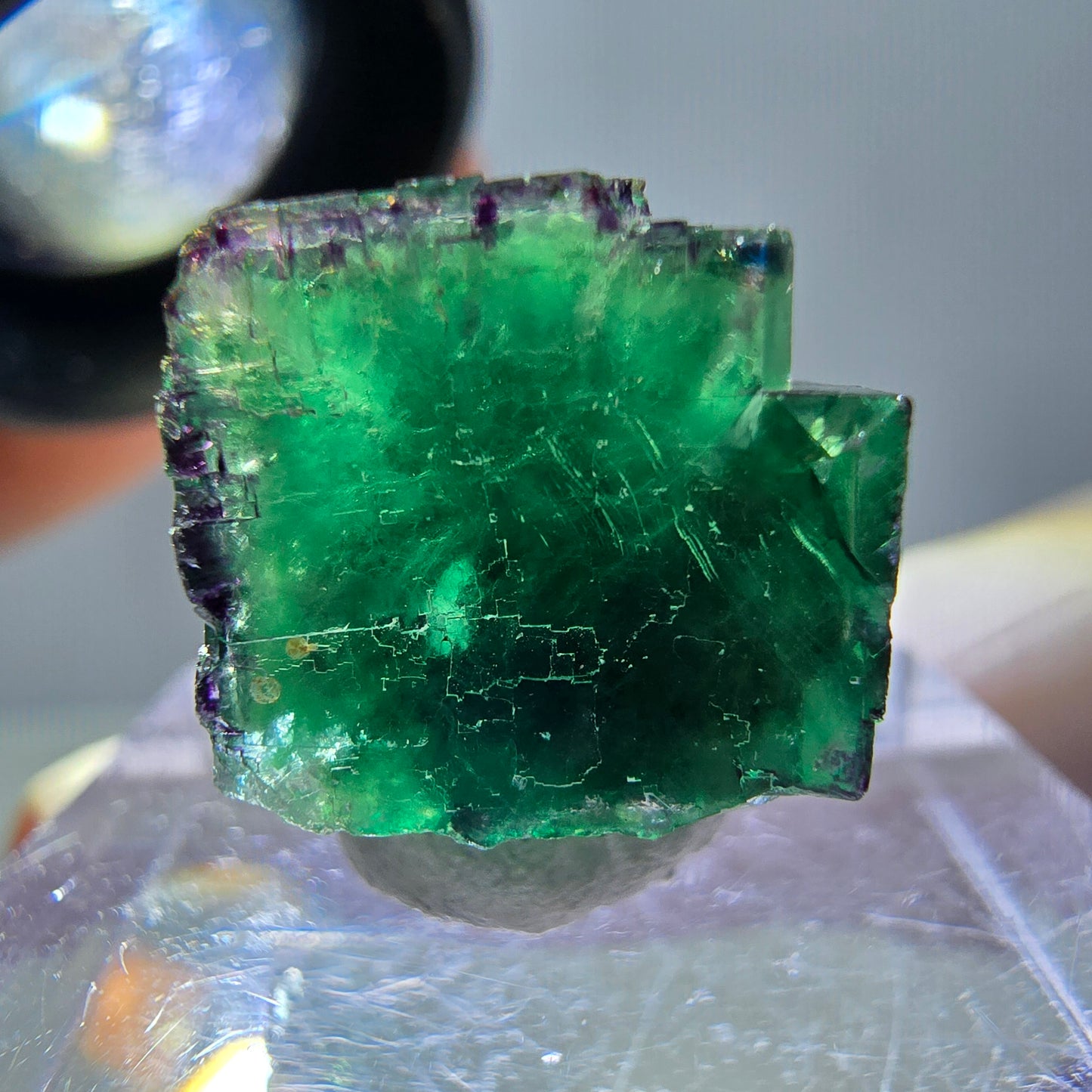 Phantom Fluorit Würfel Stufe, grün lila Okorusu, Namibia 17*15*13mm