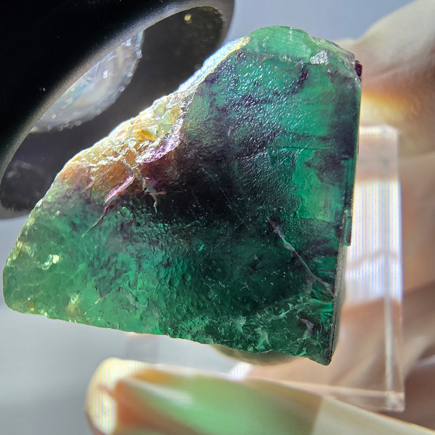 Phantom Fluorit Würfel Stufe, parkettiert grün lila Okorusu, Namibia 25*25*21mm