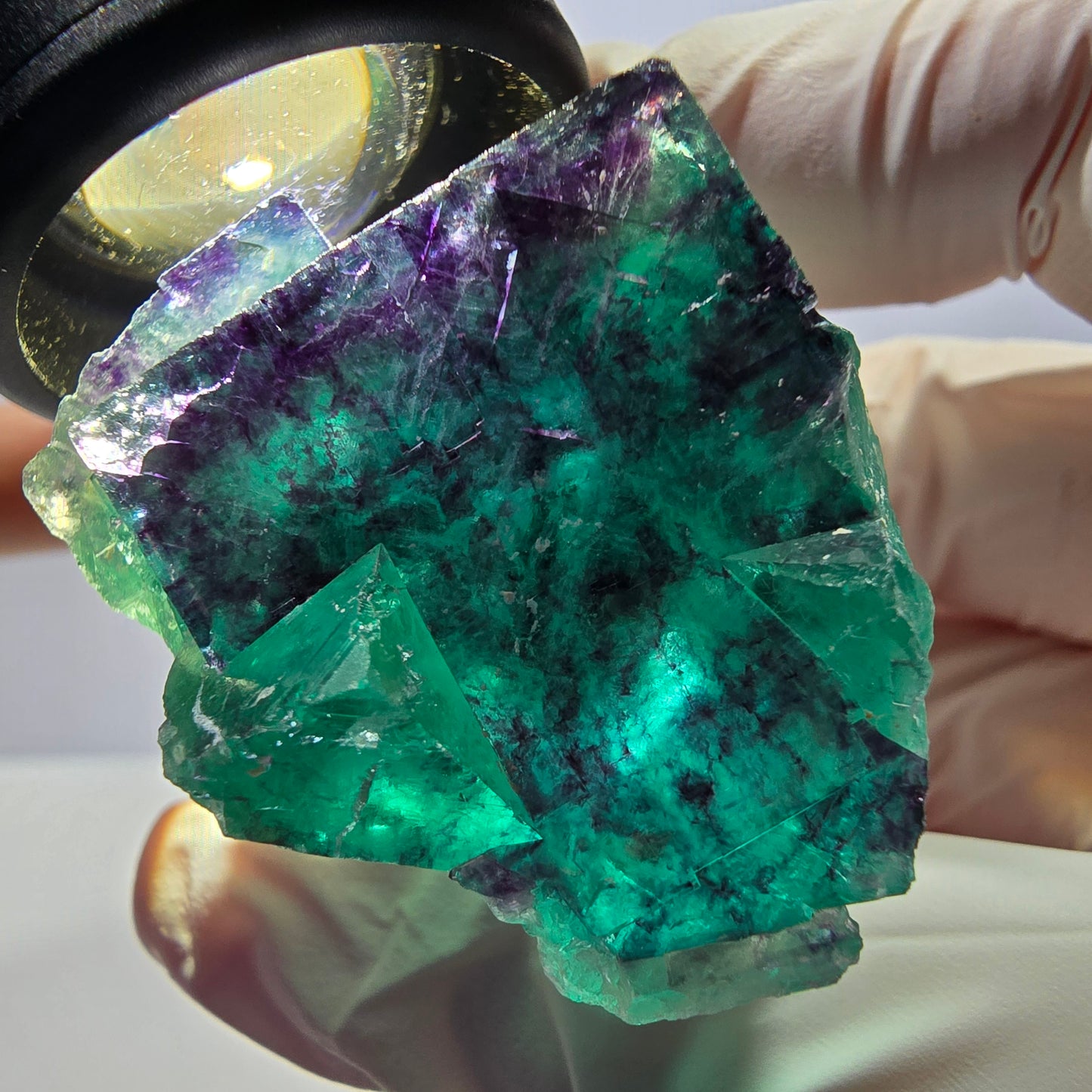 Phantom Fluorit Würfel Stufe, parkettiert grün lila Okorusu, Namibia 42*32*23mm