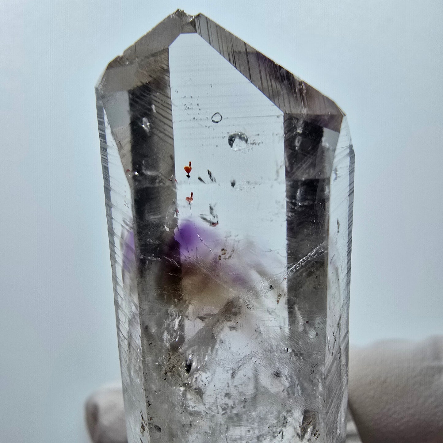 Harlequin Phantom Amethyst with Analcim Streep Mine, Goboboseb, Namibia 50*19*16mm