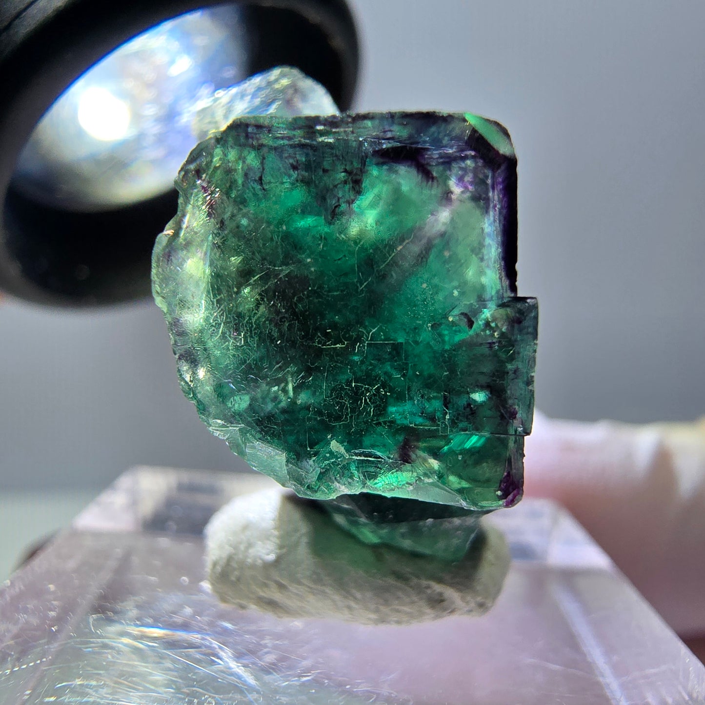 Seltene Fluorit Würfel Stufe, grün lila Okorusu, Namibia 25*23*12mm