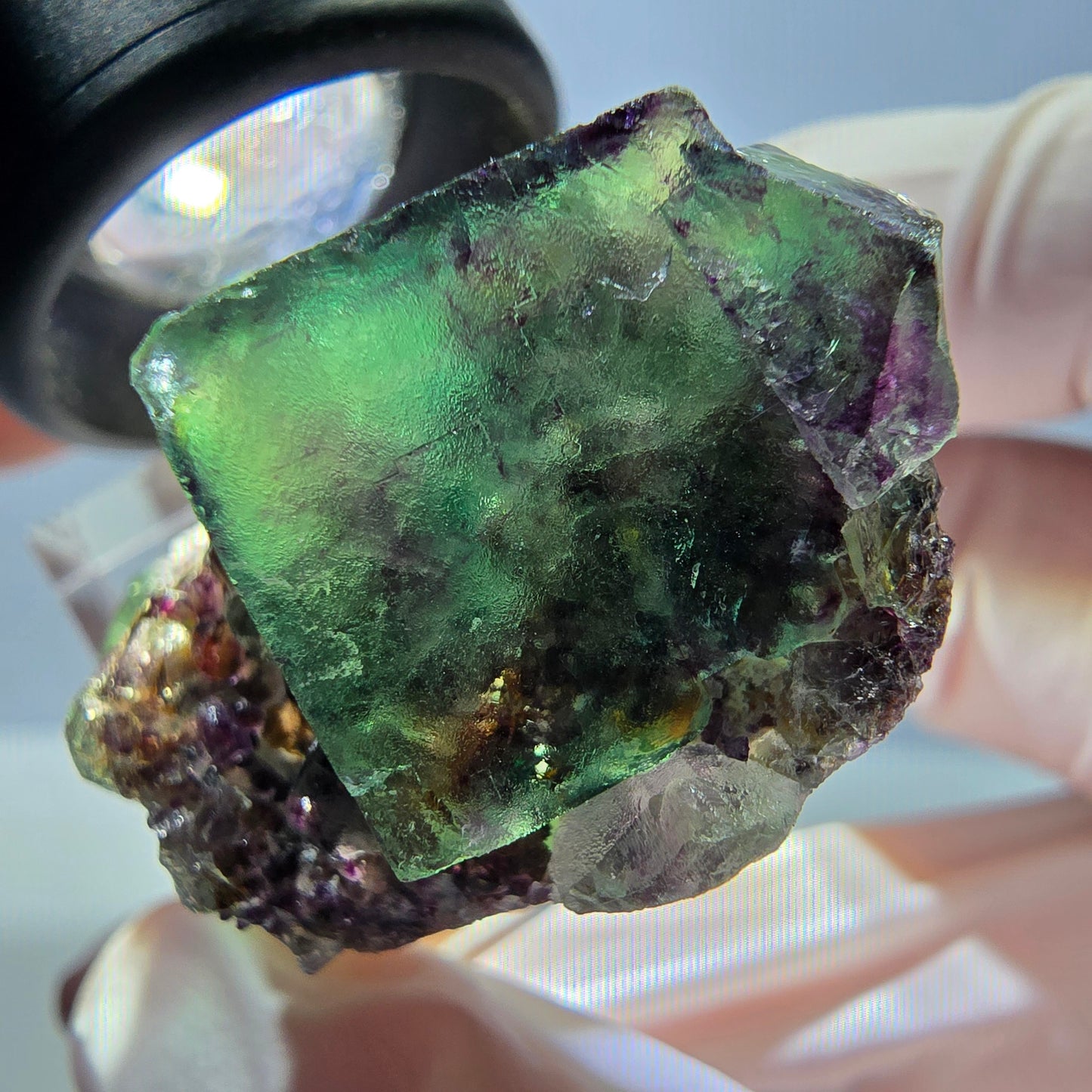 Phantom Fluorit Würfel Stufe, parkettiert grün lila Okorusu, Namibia 39*24*20mm