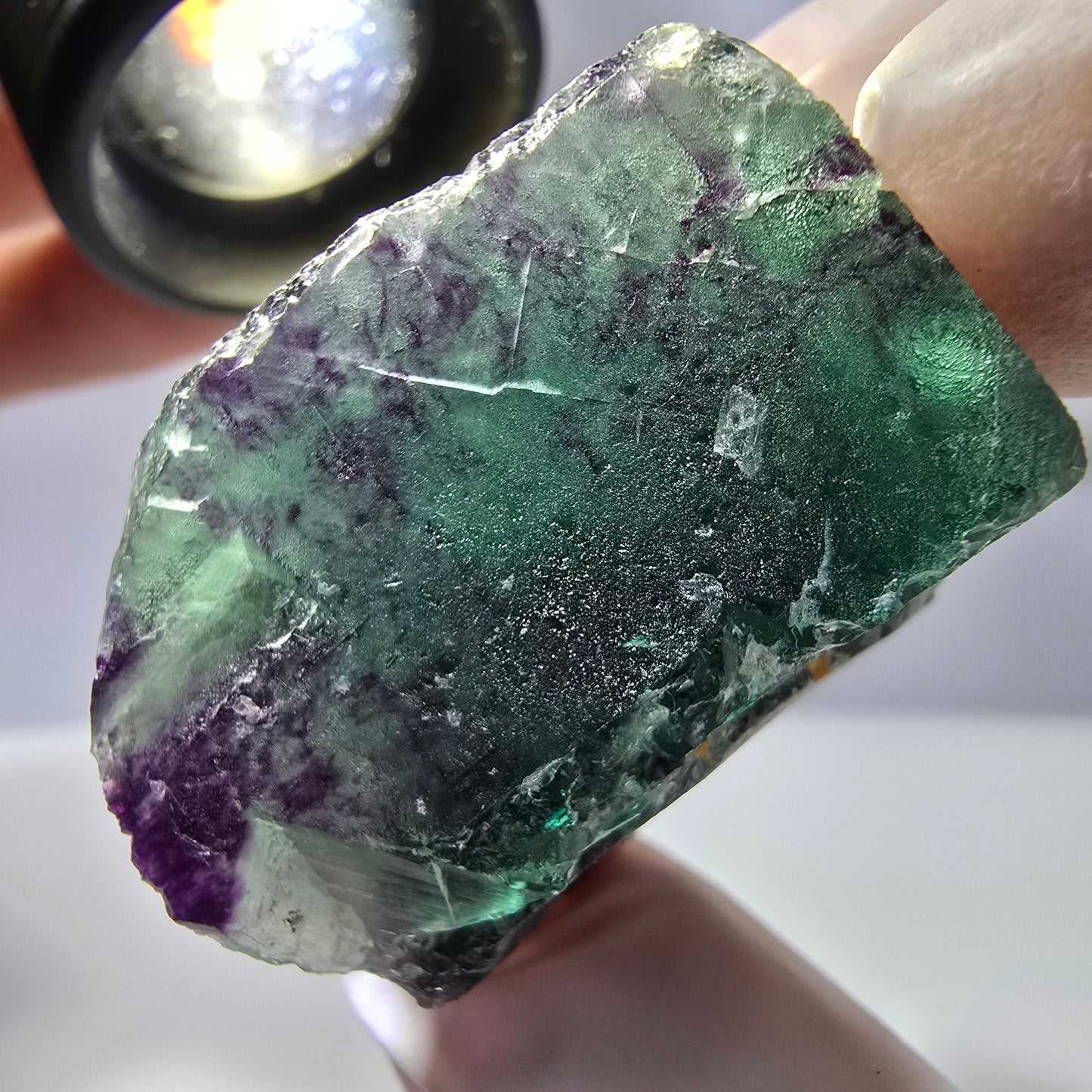 Spécimen de cube de fluorite fantôme parqueté vert violet Okorusu, Namibie 34*33*25 mm