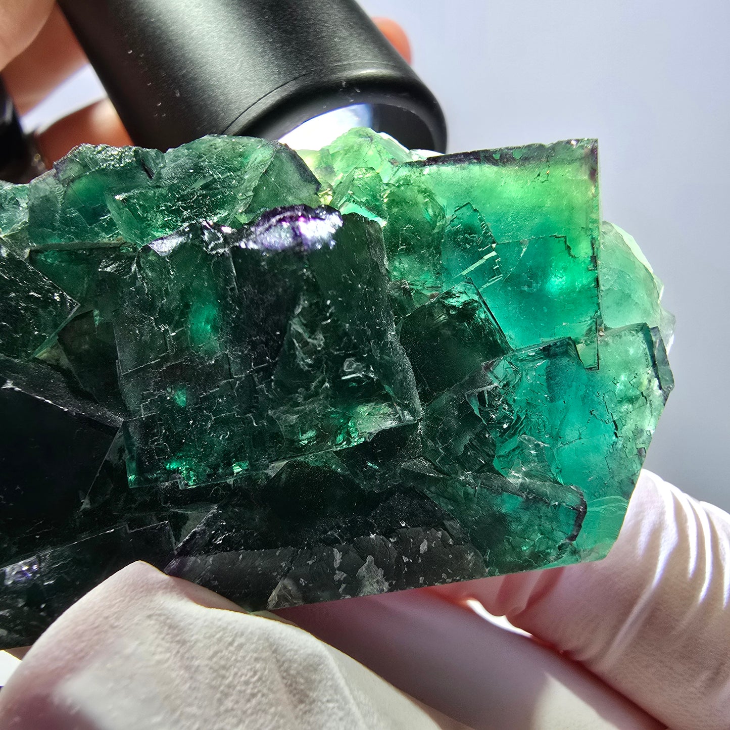 Cube de fluorite fantôme vert étagé, Okorusu, Namibie, 80 x 36 x 20 mm