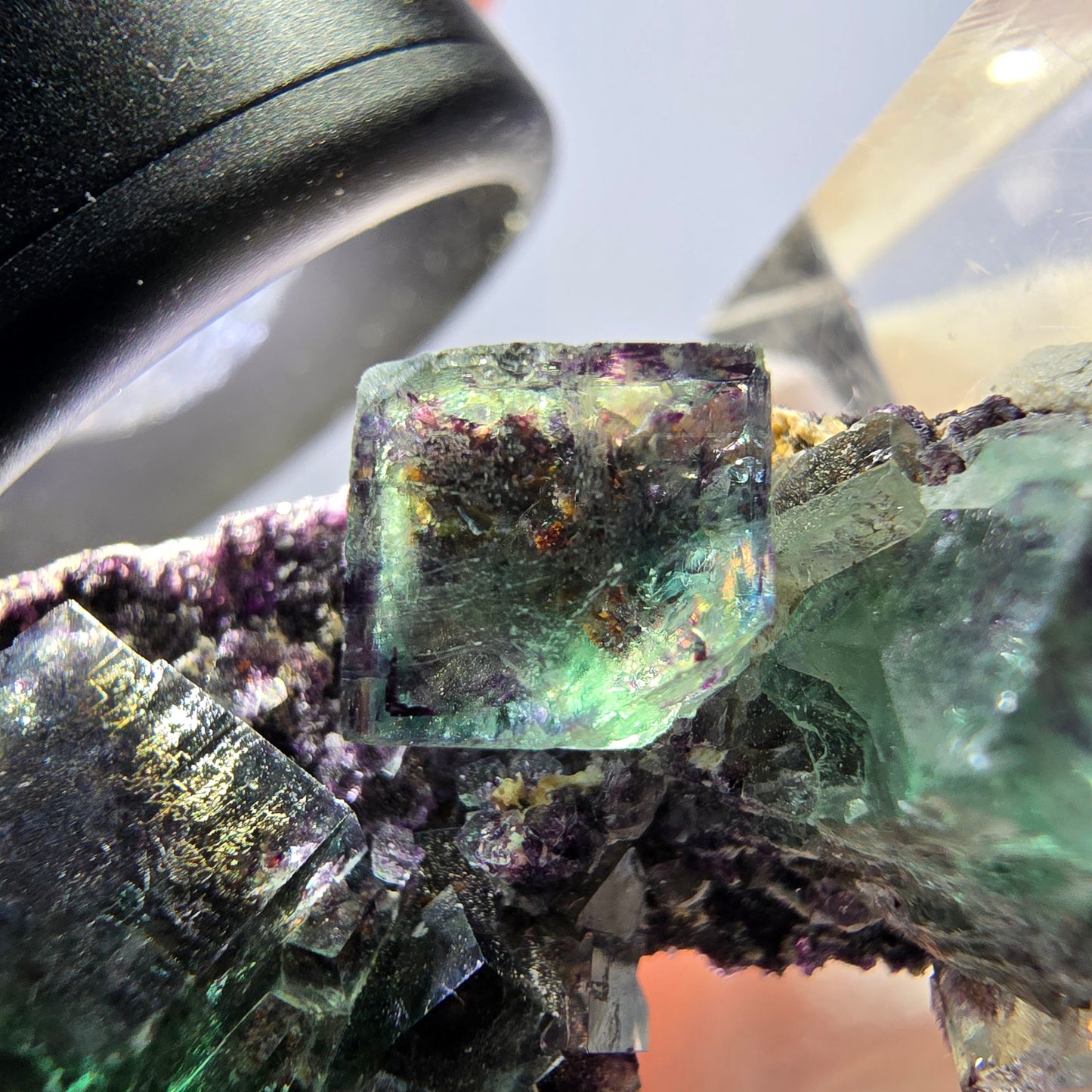 Phantom Fluorit Würfel Stufe, grün lila Okorusu, Namibia 39*30*11mm