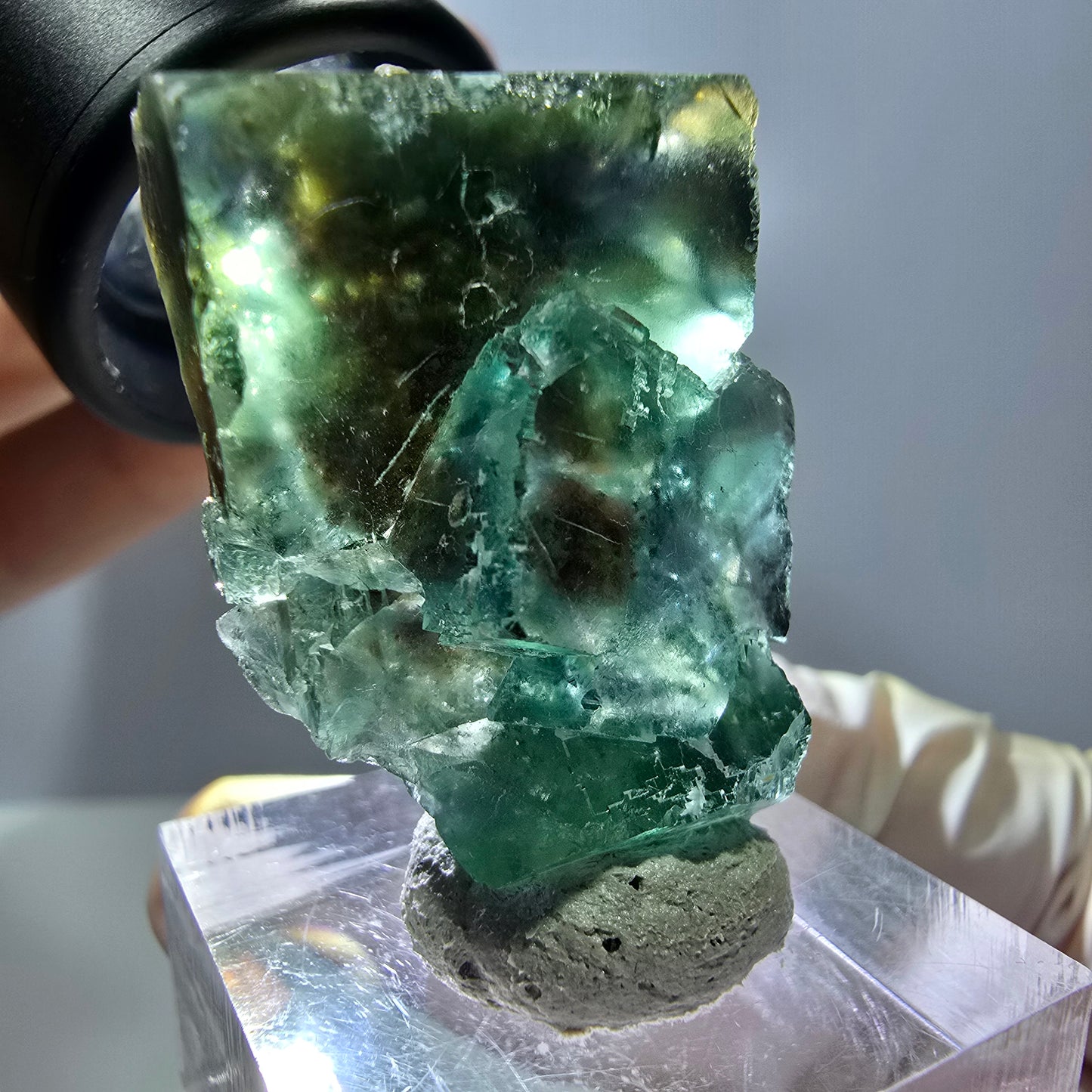 Phantom Fluorit Würfel Stufe, grün parkettiert Okorusu, Namibia 38*24*23mm