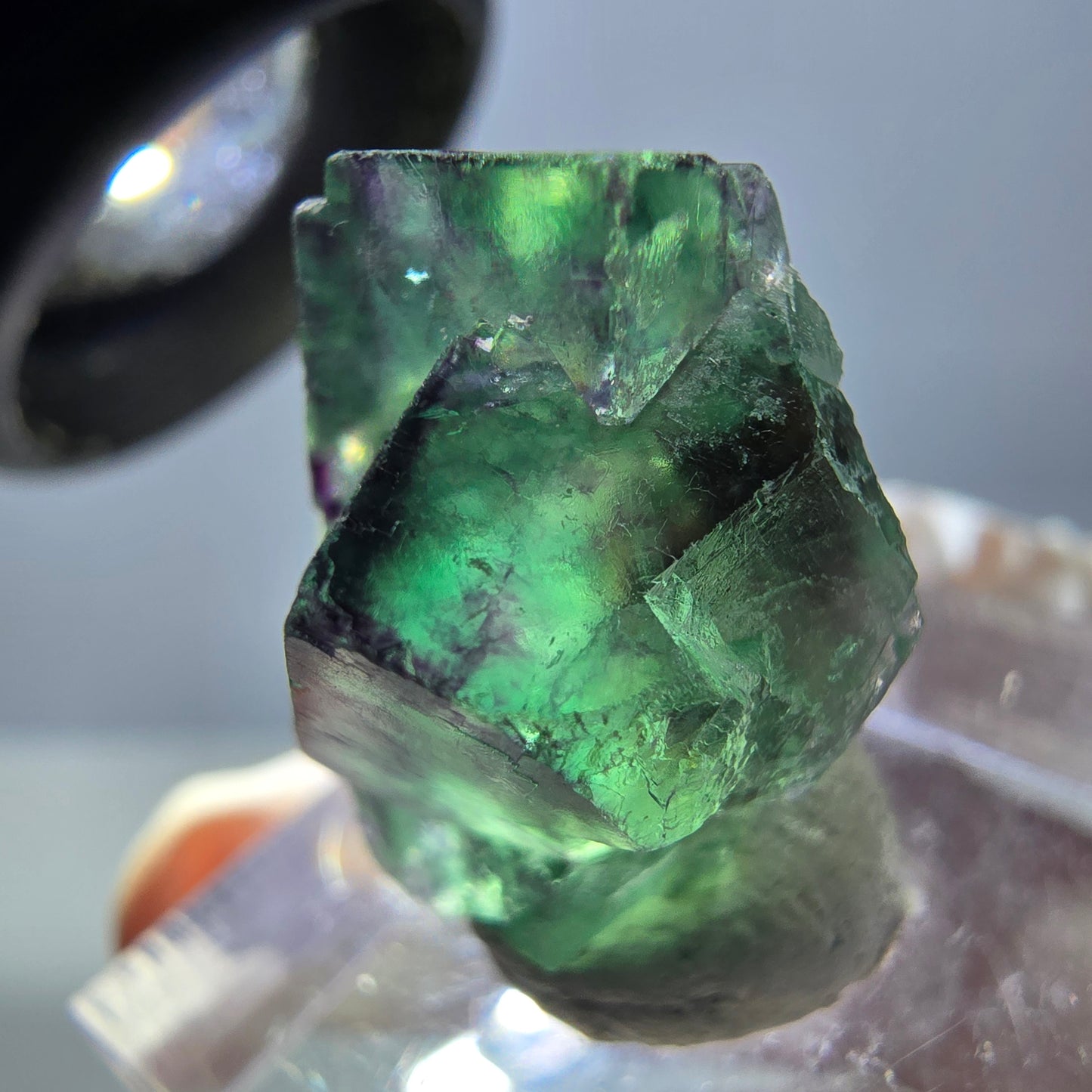 Phantom Fluorit Würfel Stufe, grün lila Okorusu, Namibia 20*16*15mm