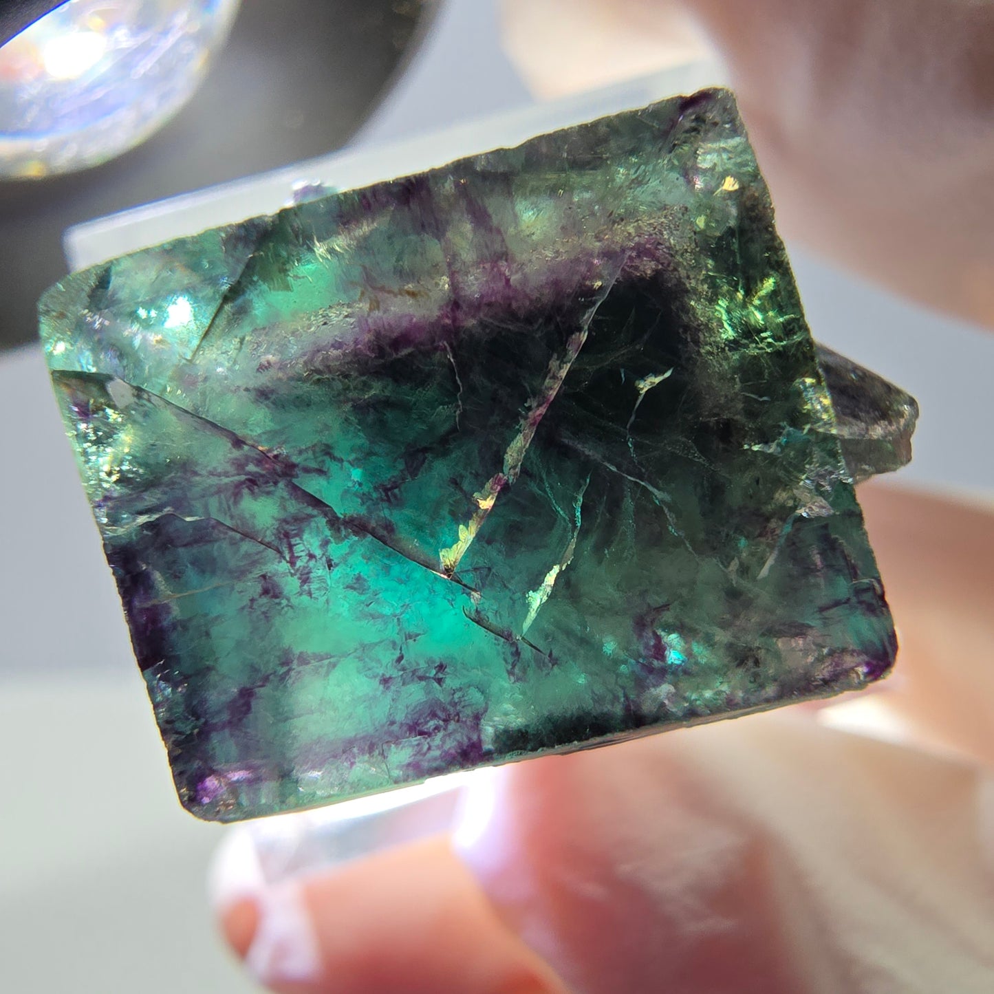 Phantom Fluorit Würfel Stufe, grün lila Okorusu, Namibia 21*21*19mm