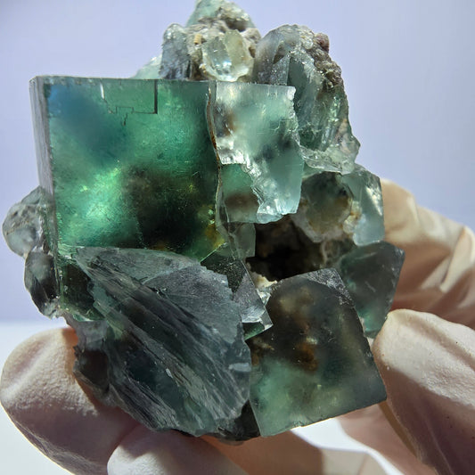 Seltene Phantom Fluorit Würfel Stufe parkettiert grün Okorusu Namibia 51*44*31mm