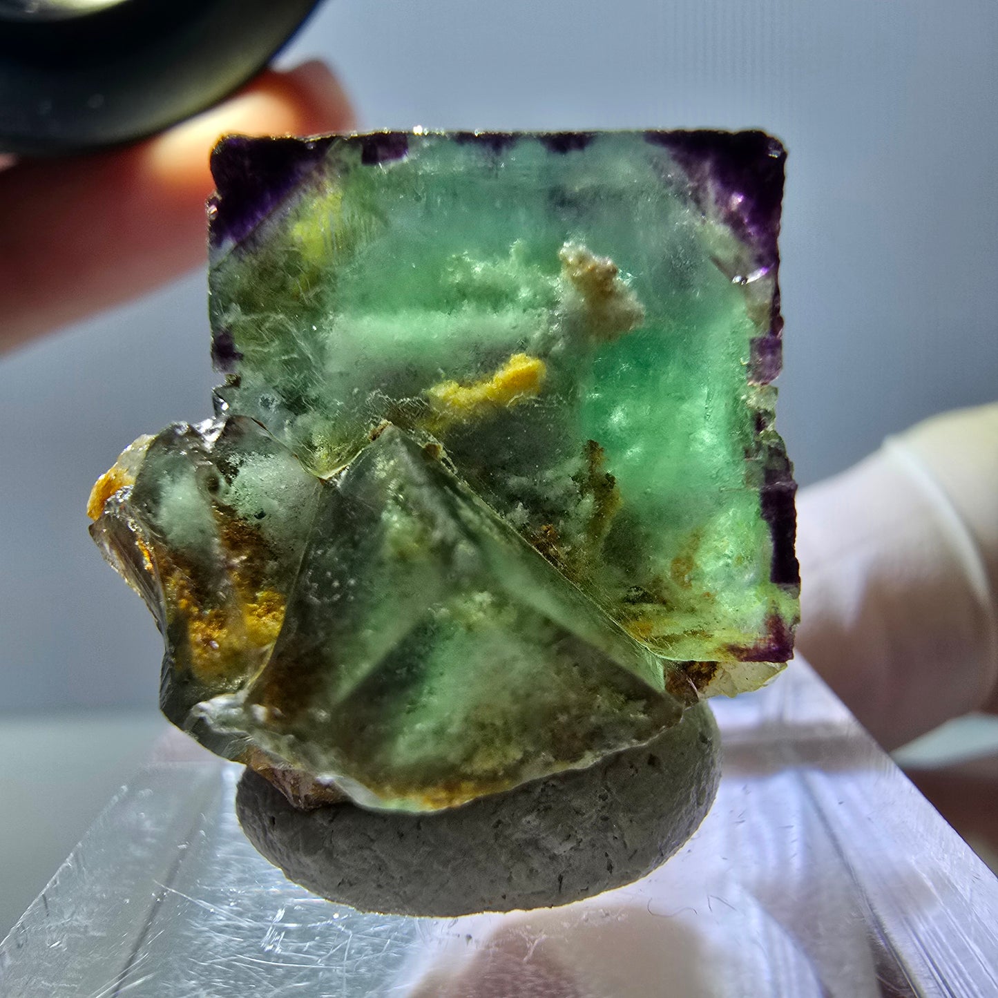 Phantom Fluorit Würfel Stufe, parkettiert, zonal Okorusu, Namibia 25*21*18mm