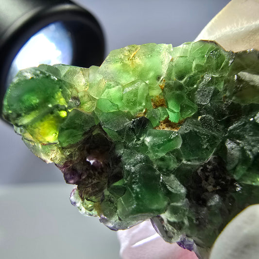Phantom Fluorit Würfel, zonal, Muskovit Stufe Erongo, Namibia 40*23*17mm