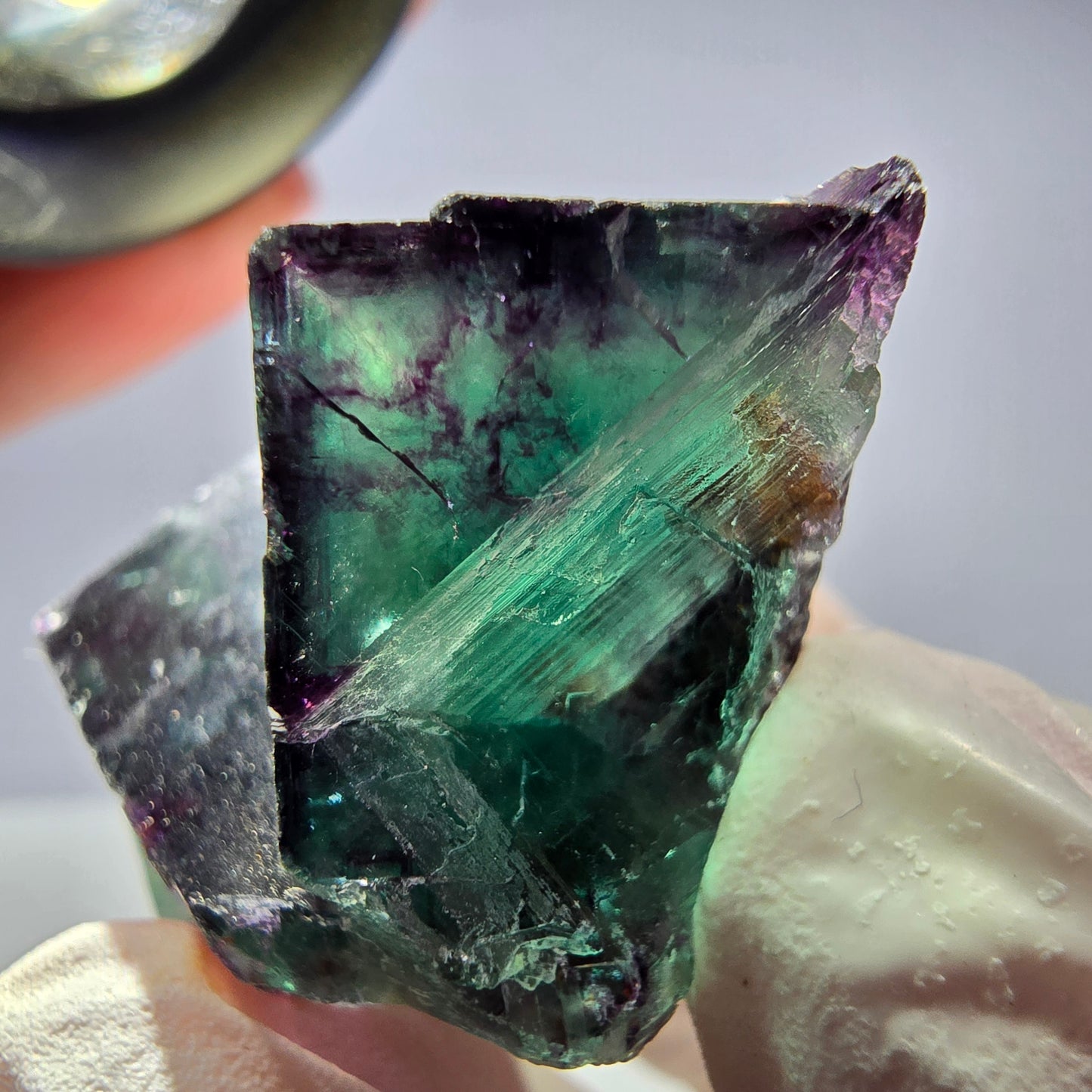 Spécimen de cube de fluorite fantôme parqueté vert violet Okorusu, Namibie 45*28*25 mm