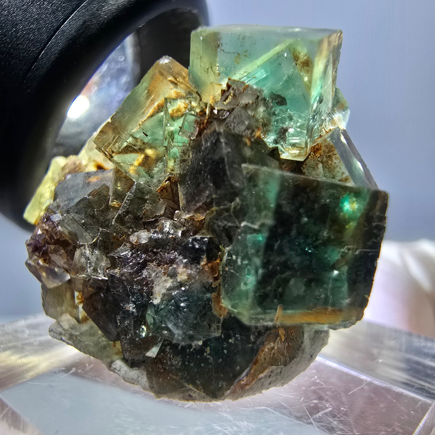 Spécimen de cube de fluorite fantôme, parquet vert Okorusu, Namibie 26 x 22 x 19 mm
