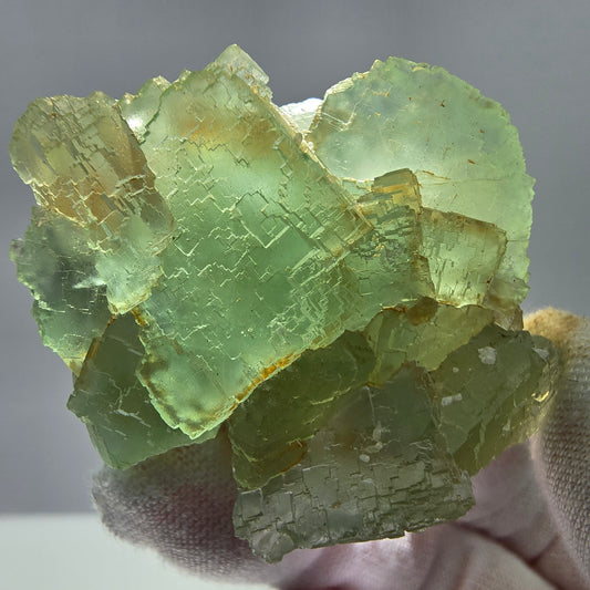 Phantom Fluorit Würfel parkettiert auf Quarz Stufe Omehane, Namibia 48*36*22mm