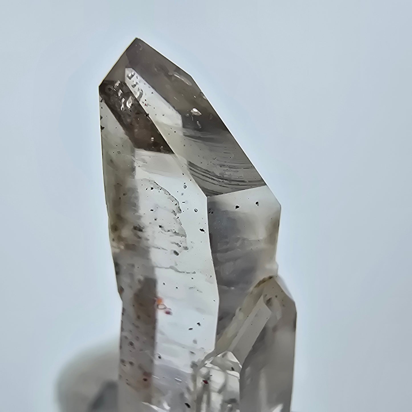Klarer Phantom Rauchquarz Hämatit Zepter Kristall Goboboseb, Namibia 41*14*8mm