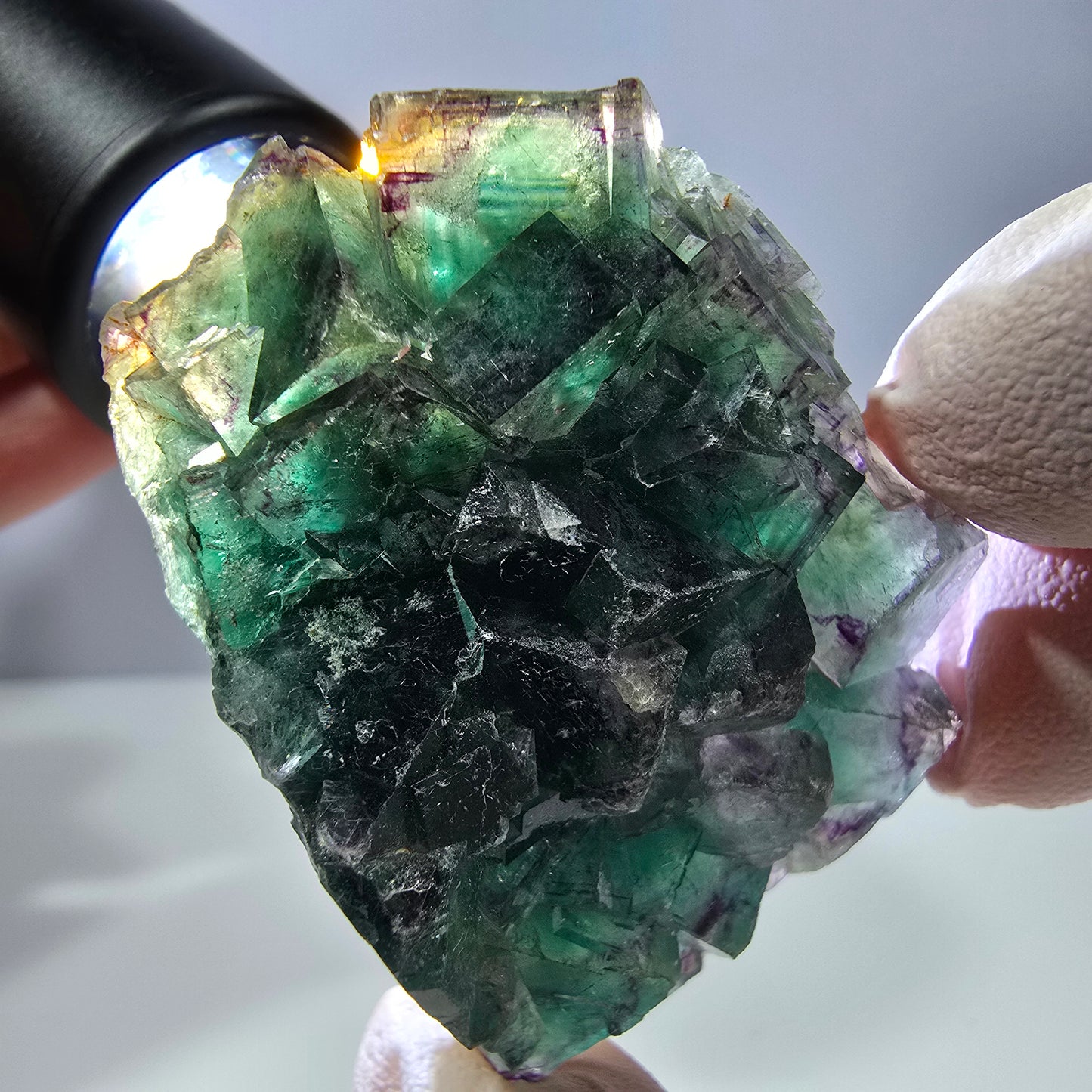 Phantom Fluorite Cube Specimen, parquetted green purple Okorusu, Namibia 53*38*21mm