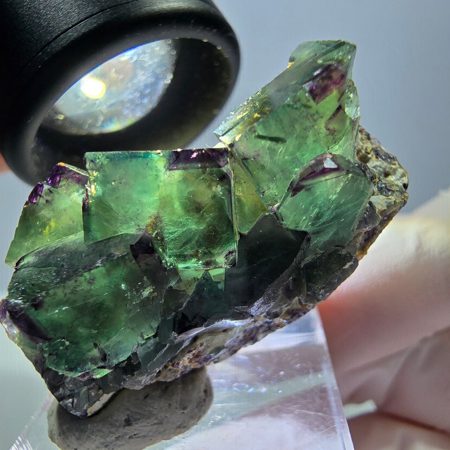 Phantom Fluorit Würfel Stufe, grün lila Okorusu, Namibia 39*18*12mm