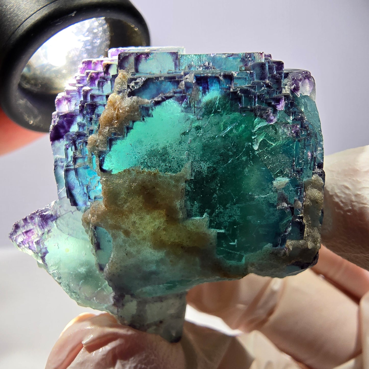Spécimen de cube de fluorite fantôme, parqueté, zonal Okorusu, Namibie 44*41*25 mm