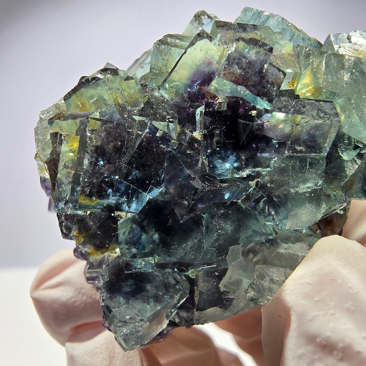 Spécimen de cube de fluorite fantôme très clair parqueté Okorusu, Namibie 49*36*26mm