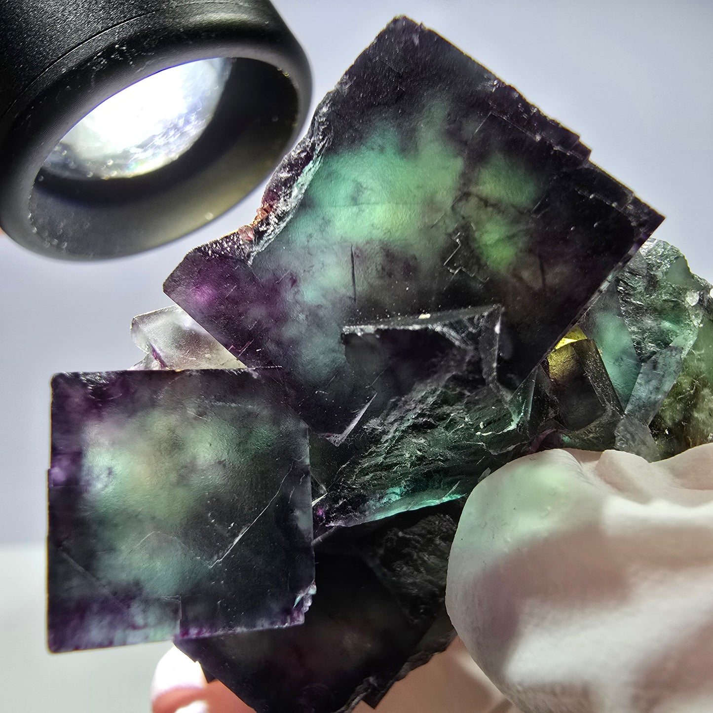 Spécimen de cube de fluorite fantôme, parqueté, zonal Okorusu, Namibie 49*45*27mm