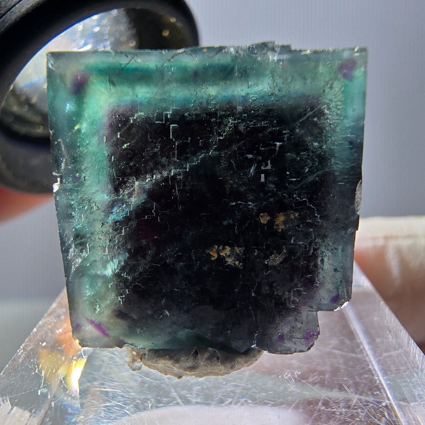 Phantom Fluorit Würfel Stufe, parkettiert grün lila Okorusu, Namibia 20*20*15mm