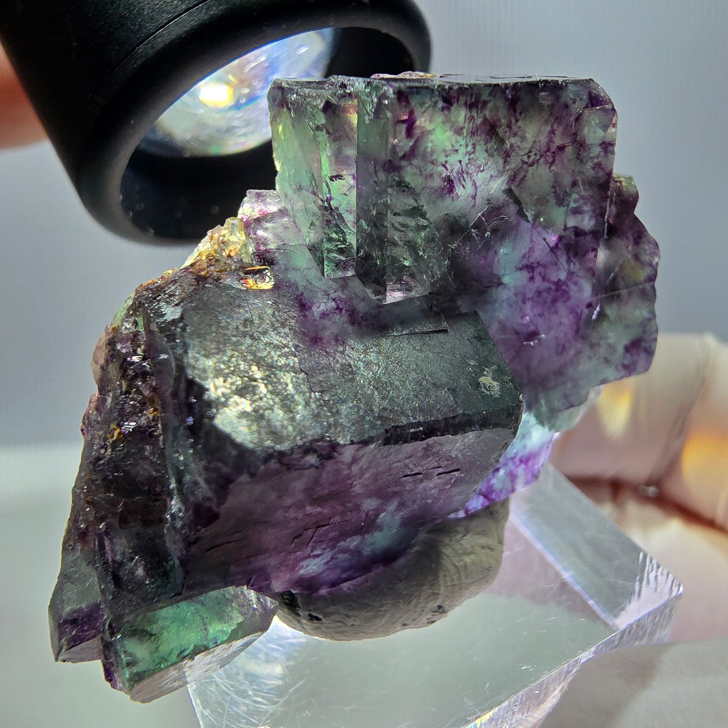 Seltene Fluorit Würfel Stufe, grün lila Okorusu, Namibia 42*30*16mm