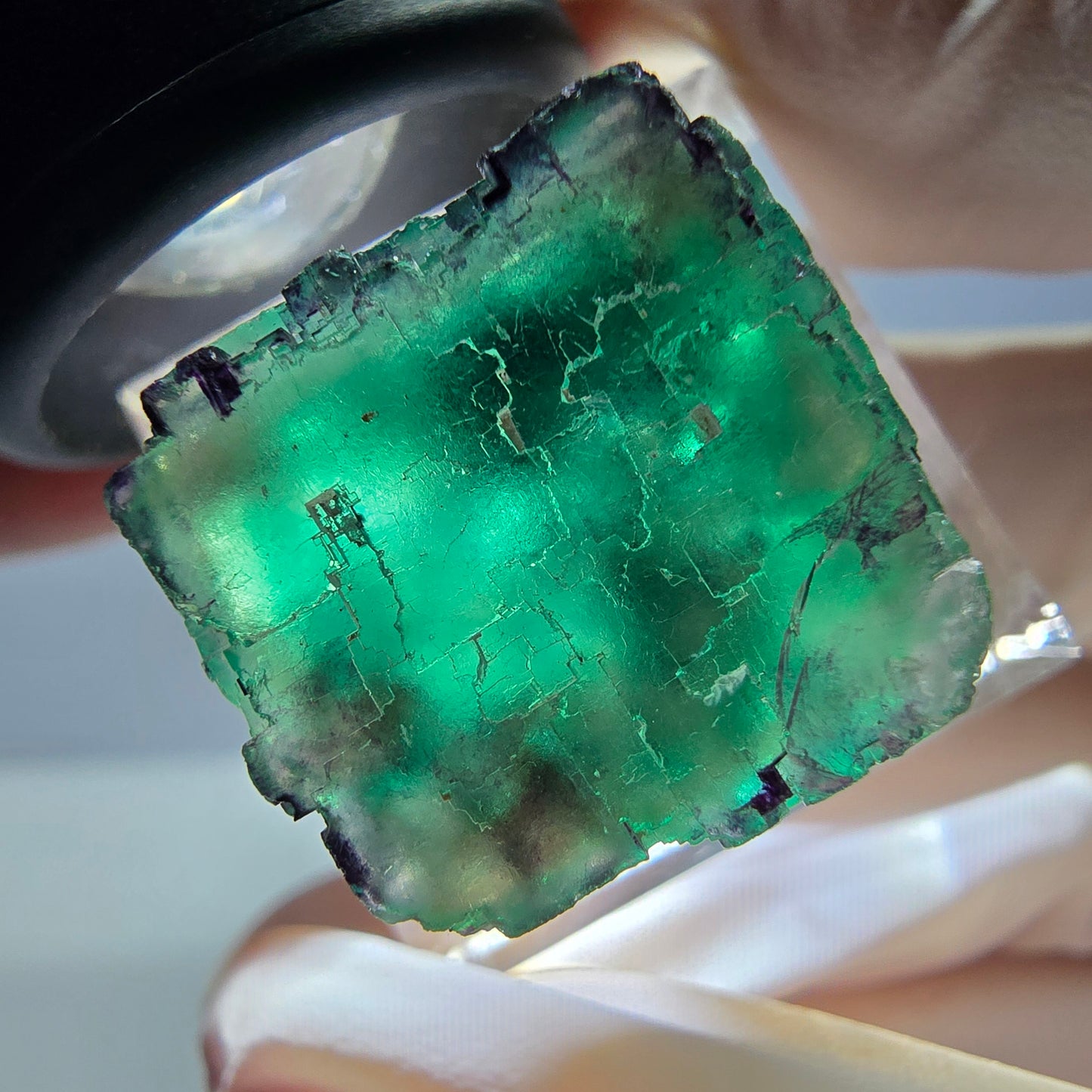 Phantom Fluorit Würfel Stufe, parkettiert grün lila Okorusu, Namibia 20*19*18mm