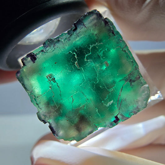 Phantom Fluorit Würfel Stufe, parkettiert grün lila Okorusu, Namibia 20*19*18mm