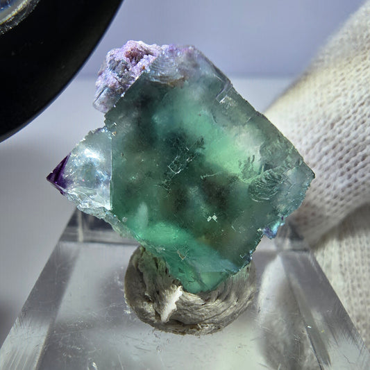 Rare cube de fluorite fantôme, zonal, parqueté, Okorusu, Namibie, 24 x 21 x 14 mm