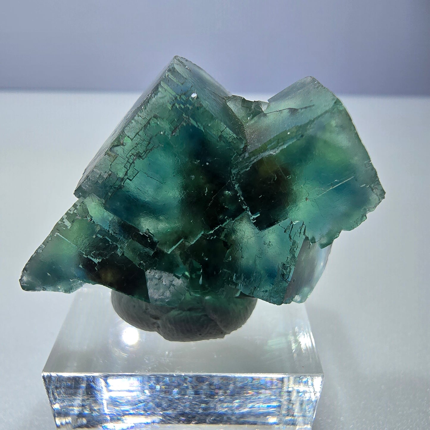 Phantom Fluorite cube specimen parquetted green turquoise Okorusu, Namibia 39*28*21mm